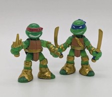 TMNT Gold Raphael & Leonardo From Rooftop Ruckus Battle Pack Mini Figures