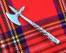 LAUDER BATTLE AXE KILT PIN CHROME 4 inch long Scottish Highland Kilt Pin