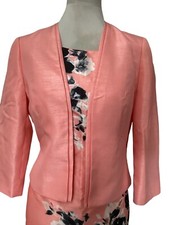 jacques vert Coral Black Shantung Dress Size 12 Short 38”