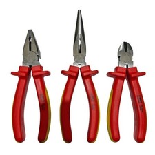 3 Piece Long Nose Pliers VDE Insulated Side Cutter Combination Taiwan Made Tool