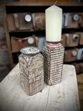 Pair Of Rustic Wooden Candle Holders / Large Church Candle Candlesticks /C