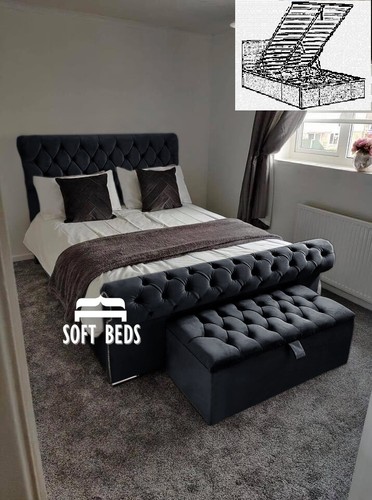 Plush velvet sleigh bed frame - plush,