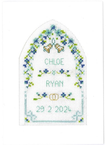 Turquoise wedding cross stitch - cross,