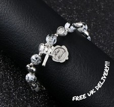 White rosary bracelet - white,