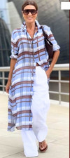 Zara Ramie Plaid Shirt Dress