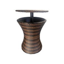 Outsunny Rattan Ice Bucket Activity Bar Cooler Table Brown Outdoor Patio CB26