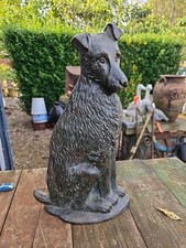 Early 1920s Black Cast Iron Fox Terrier Door Stop Made In Kendrick Foundry