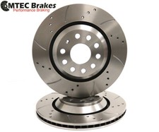 VW GOLF MK5 R32 AUDI S3 SEAT LEON CUPRA R REAR BRAKE DISCS DRILLED GROOVED 310mm