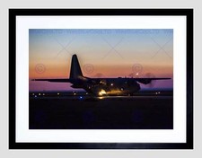 WAR MILITARY AIR FORCE PLANE TAXI RUNWAY C130J HERCULES FRAMED PRINT B12X4857