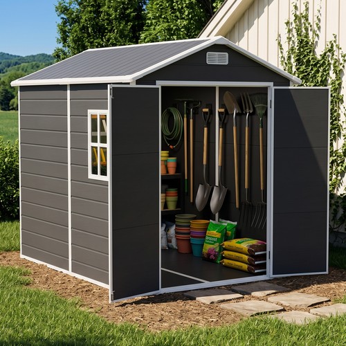 Plastic garden shed with - plastic,