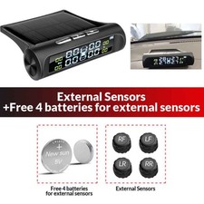 Wireless Solar TPMS LCD Car Tire Pressure Monitoring System w/4 External Sensors