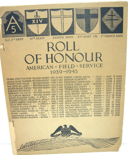 Roll honour american field - roll, of