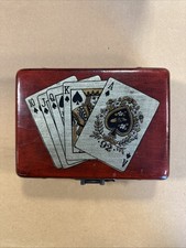 Antique Vintage Chinese RED Lacquer Wood Playing Card Box GREAT CONDITION
