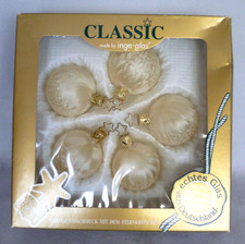 Vintage Inge Glass German Christmas Tree Baubles Set x 5. Hand Blown, Boxed VGC 