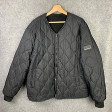 Saint and Sinner Reversible Faux Fur Quilted Bomber Military Jacket Black XL