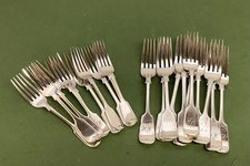 Fine Job Lot Of 21 Antique Sheffield Silver Plated Mixed Dinner & Dessert Forks