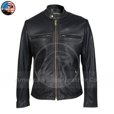 Men's Cafe Racer Black Cowhide