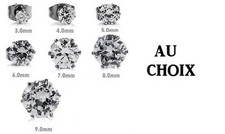 Pair Men Teenager Earrings New Round Zircon Glamour White 3mm 5mm 8mm