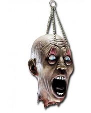 Dismembered Dead Zombie Head Horror Halloween Hanging wt Chains Prop - Full Size