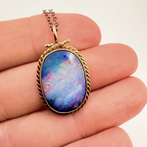 Vtg gold australian opal - 9k,