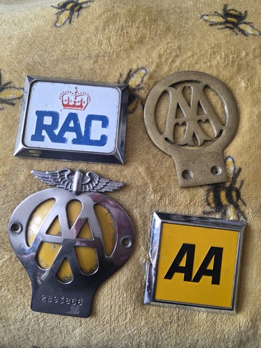 Vintage car badges aa rac - x,