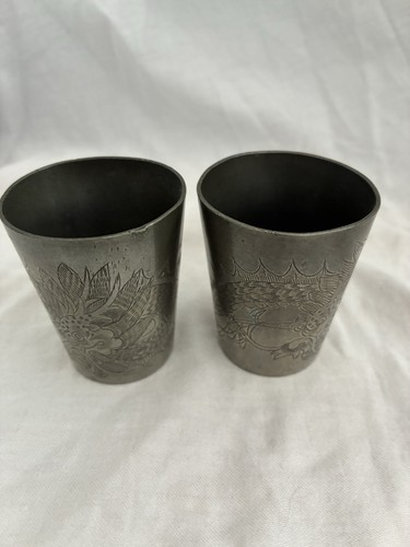 Two kut hing pewter - kut, beakers