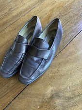 Bally Drina Ladies Flat Brown Leather Slip-On Shoes Size 6 UK Made in Italy