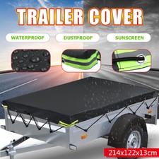 600D Black Trailer Cover 7x4 ft Heavy Duty Waterproof Windproof 214 x122x13cm