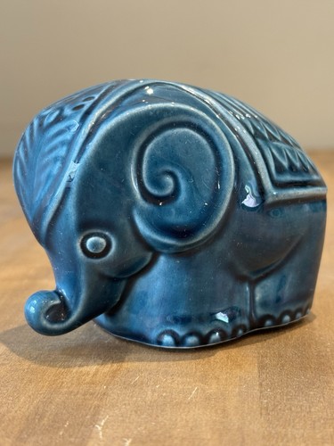 Vintage blue elephant piggy - vintage,