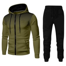 Mens 2Pcs Hooded Tracksuit Set Suit Sweatshirt Pants Bottoms Jogging Sport Set