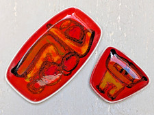 2 x Vintage MCM 60s Poole Pottery Abstract Delphis 361  & 41 Trinket Pin Dish