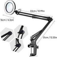 LED Magnifying Lamp,Adjustable 10X Magnifier Desk Lamp with 3 Colors 4.13" Diame