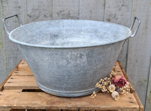 Vintage galvanized metal basin - galvanized,