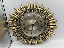 1960s Seth Thomas Gilt Wood Starburst Wall Clock