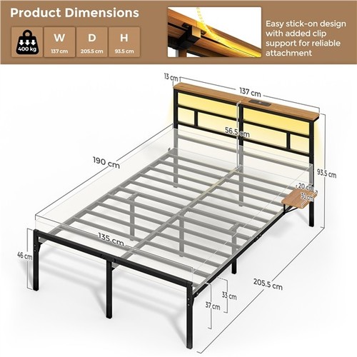 Double metal bed frame - double,