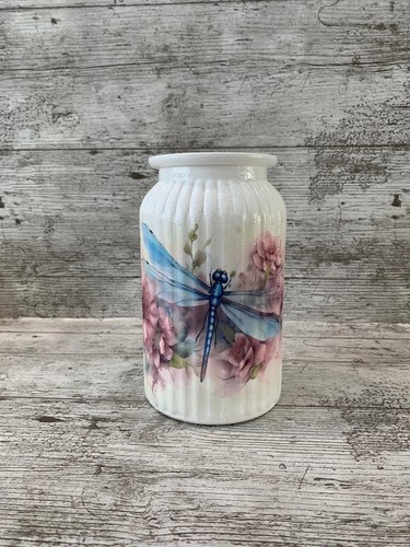 Ribbed vase dragon fly - vase,