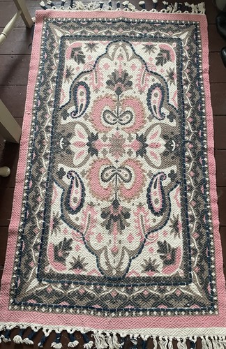 Flat weave cotton rug floral - weave,