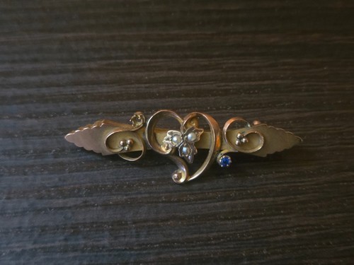Antique 9ct gold bar - 9ct, brooch