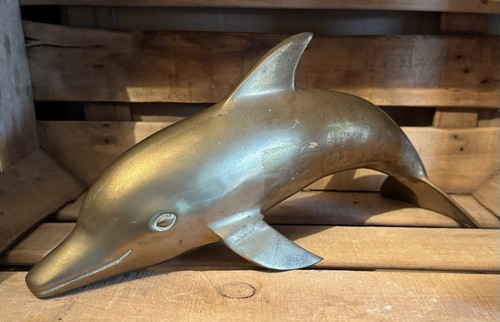 Vintage brass metal dolphin - vintage,