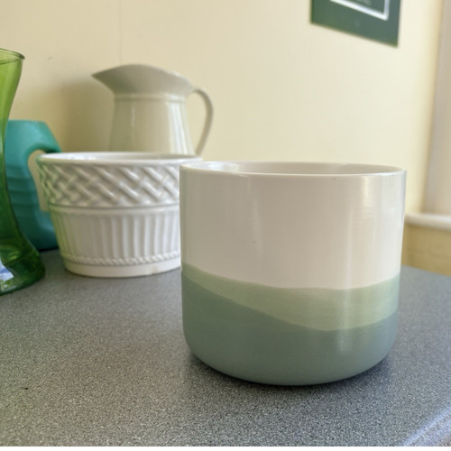 White green ceramic flower - white,