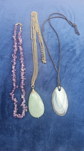 Natural crystal necklace lot - natural,