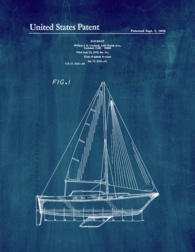 Sailboat patent print - sailboat,