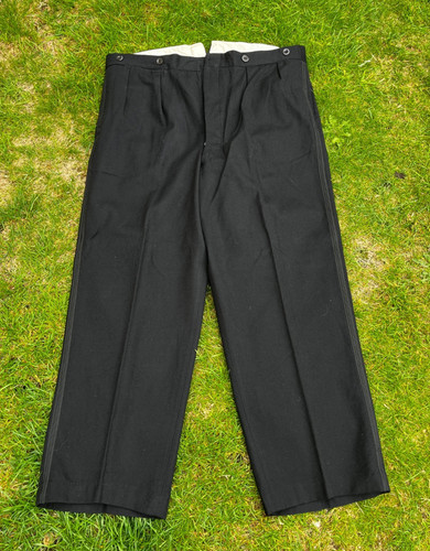 Vintage black wool button fly - black,