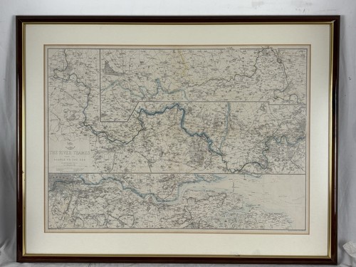 1863 weller thames map framed - 1863,