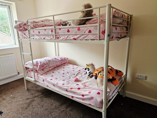 White metal bunk beds with - white,