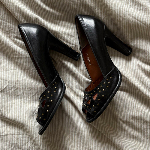Faith black leather studded - leather,
