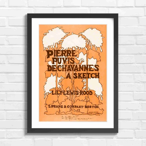 Art nouveau lily trees text - art,