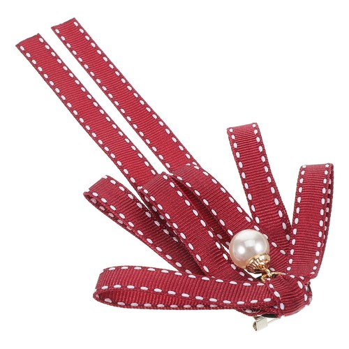 Dark red bow brooch - red,