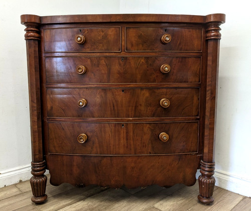 Chest drawers mahogany bow - chest,