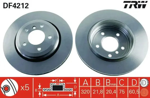 Brake disc vented df4212 - 2x,